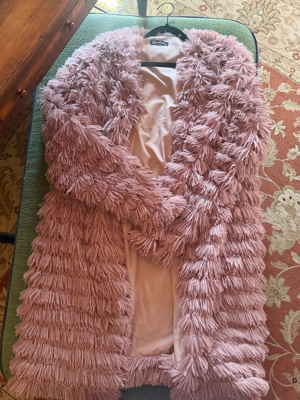 Plush Shaggy Teddy Coat - Dusty Rose